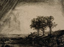 Landscape with Three Trees by Rembrandt Harmensz van Rijn